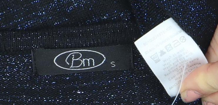 Pm Womens Black Glitter Knit Cardigan Small V-Neck Long Sleeve