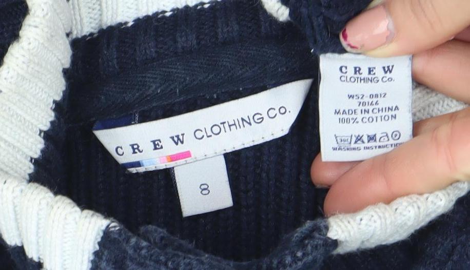 Crew Clothing Women's Blue Cable Knit Cotton Cardigan Size 8