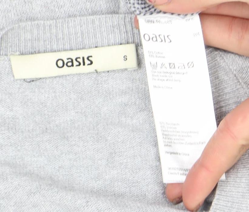 Oasis Women’s Grey Animal Print Crew Neck Long Sleeve Jumper Size S
