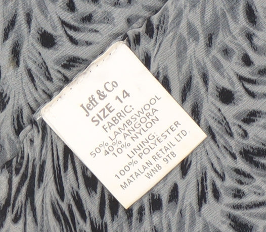 Jeff & Co Women's Black Beaded Wool Angora Cardigan Size 14
