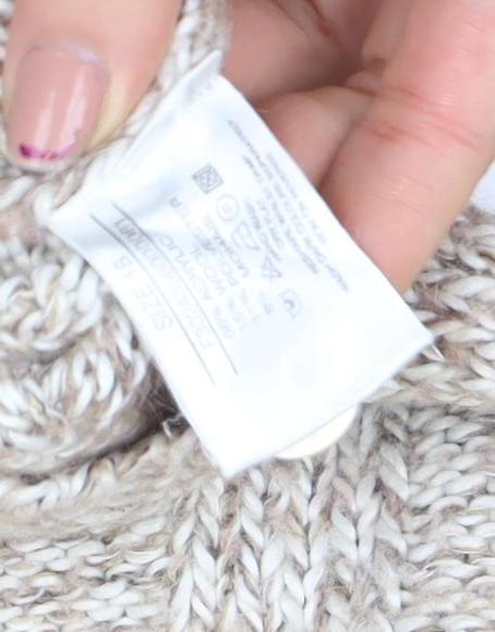Papaya Women’s Beige Cable-Knit High Neck Jumper Size 18