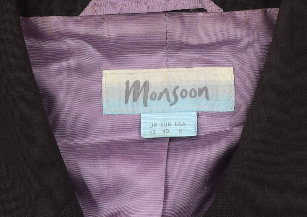 Monsoon Women Black Tailored Blazer UK 12 Classic Fit