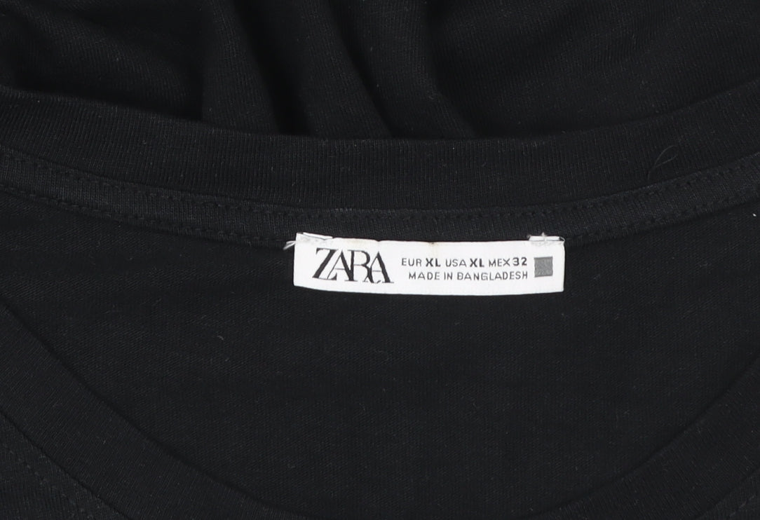 Zara Men’s Black Sleeveless Cotton Casual Top XL Regular Fit