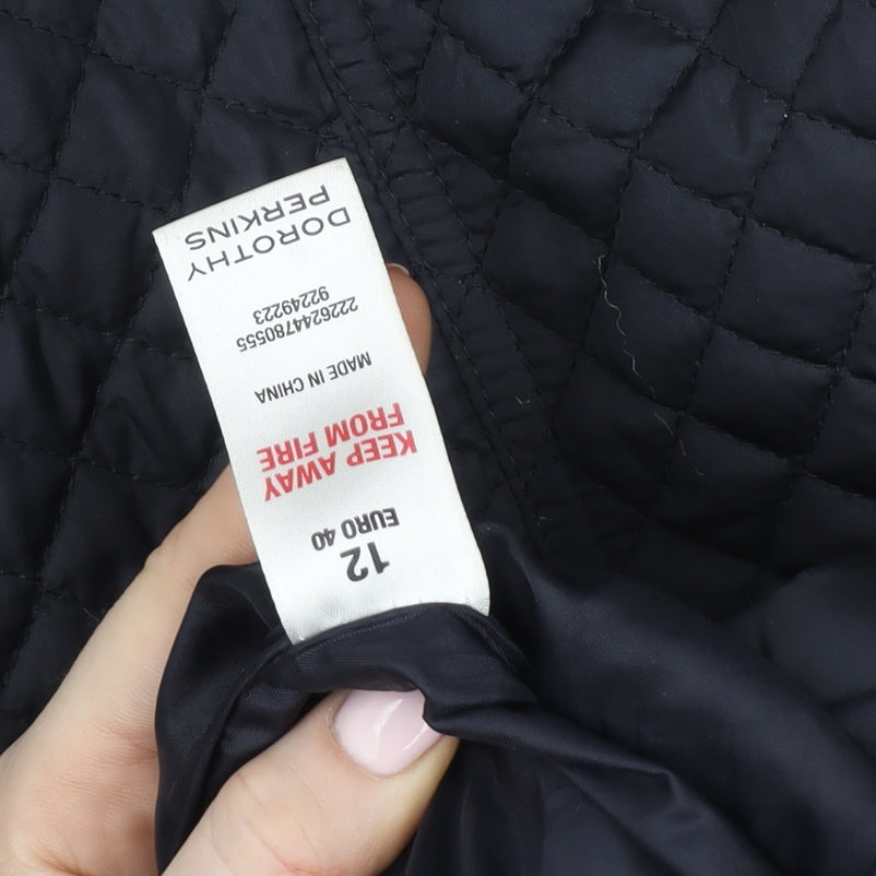 Dorothy Perkins Womens Blue Quilted Mid-Length Jacket Size 12