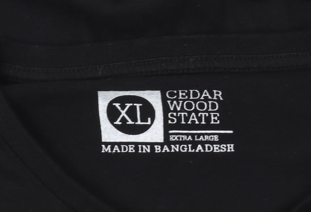 Cedarwood State Black XL Unisex Basic Crew Neck Short Sleeve T-Shirt