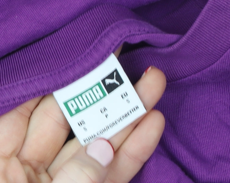 Puma Womens Purple Basic Cotton Crew Neck Short Sleeve T-Shirt S