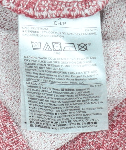 Gap Men’s Red Crew Neck Pullover Sweatshirt Size S Zip Detail Cotton Stretch