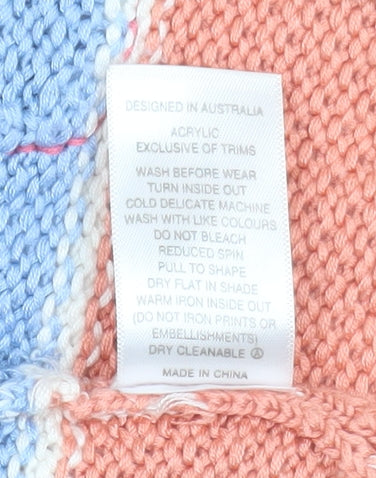Piping Hot Women's Multicoloured Striped Acrylic Cardigan Size 7
