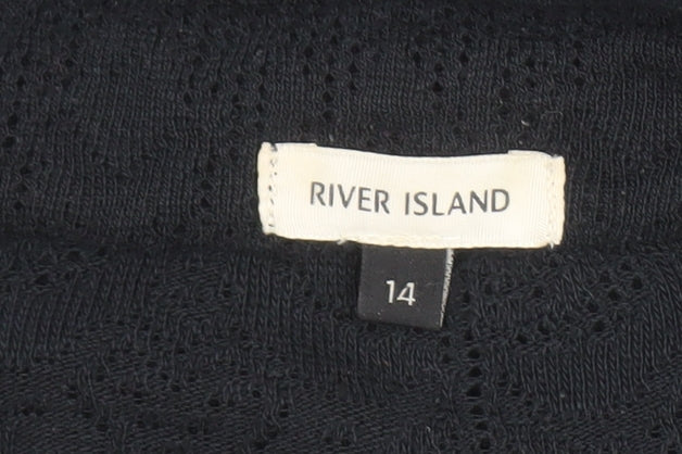 River Island Women's Black Size 14 Open Knit Long Sleeve Cardigan