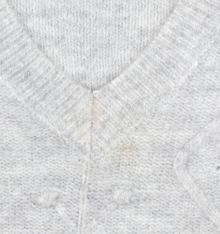 Cerulean by Blue Diamond Women’s Grey Wool Blend V-Neck Jumper Size S