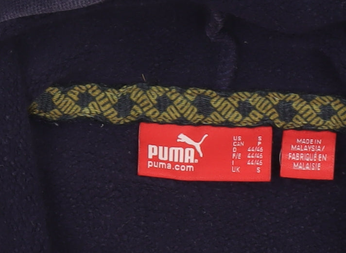 Puma Men's Blue Pullover Hoodie Small Fleece Logo Sweatshirt