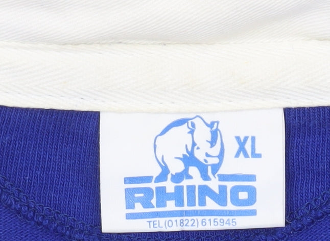 Rhino Mens Blue White Striped Long Sleeve Rugby Polo XL