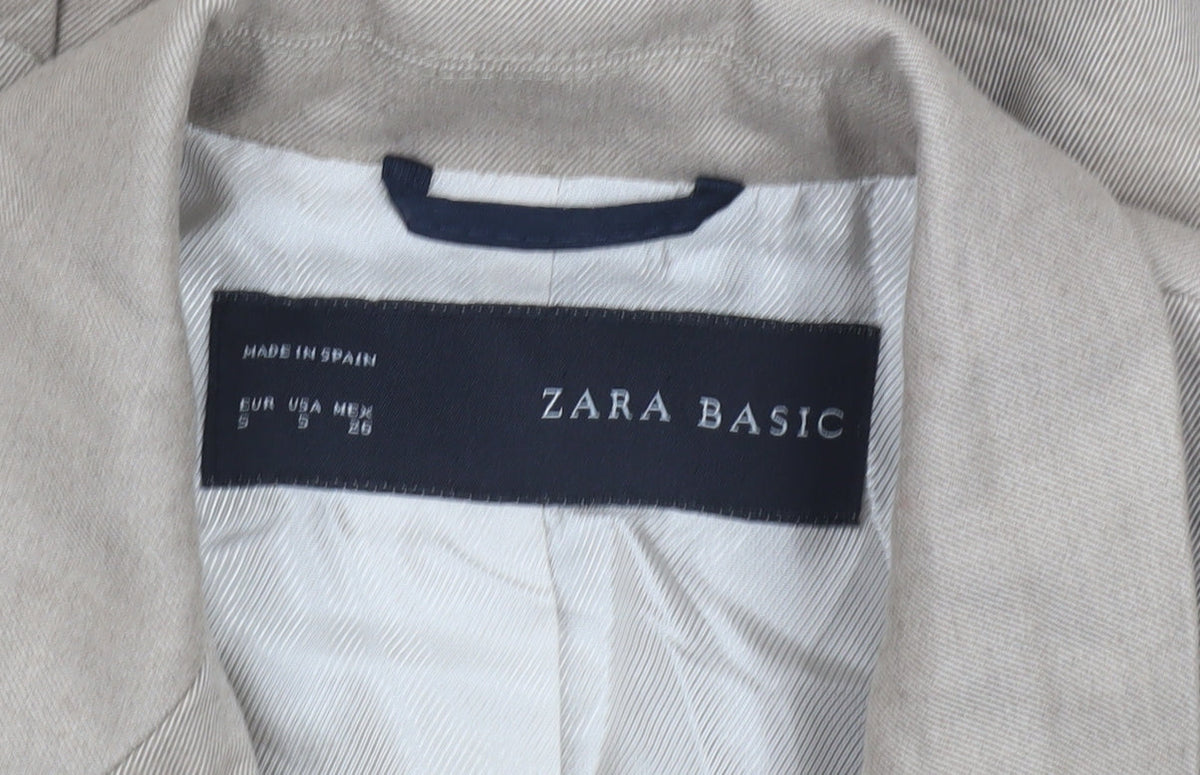 Zara Basic Women's Beige Regular Fit Single-Breasted Blazer Size S