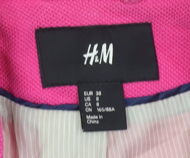 H&M Women’s Pink Single-Breasted Blazer Size 10 Cotton Lined