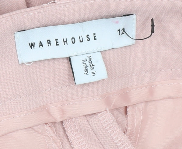 Warehouse Women's Pink Pleated High Rise Tapered Trousers Size 12