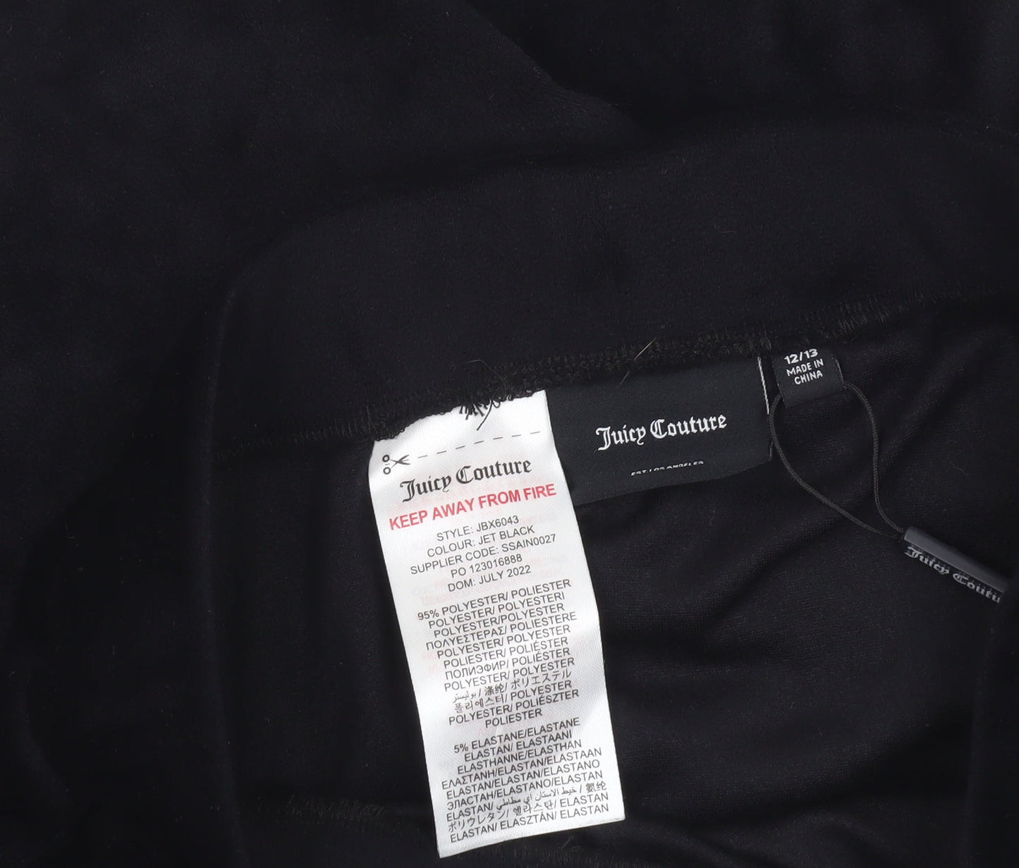 Juicy Couture Girls Black Velour Skater Skirt 13 Years Rhinestone Logo