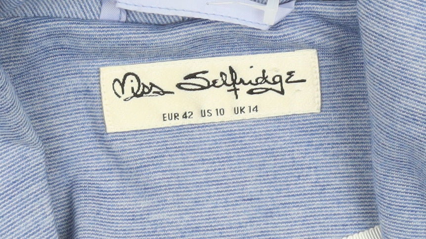 Miss Selfridge Women Blue Size 14 Shawl Collar Blazer Jacket