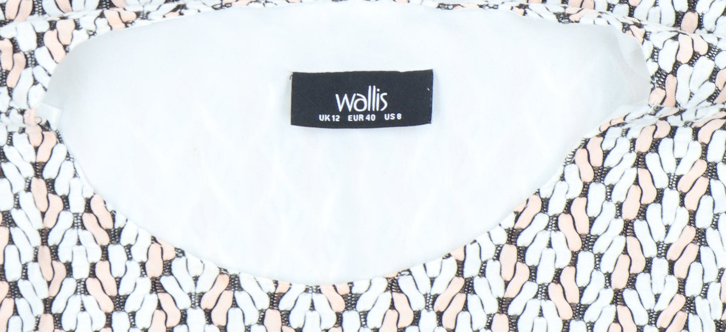 Wallis Womens Multicoloured Geometric Tunic Blouse UK 12 3/4 Sleeve