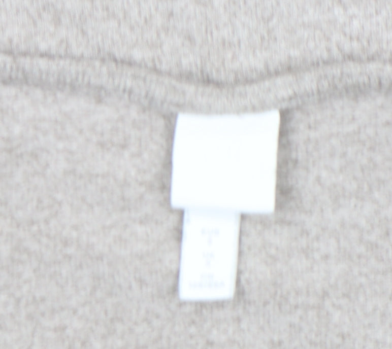 H&M Women Beige Long Sleeve Crew Neck Basic Jersey Top Size S