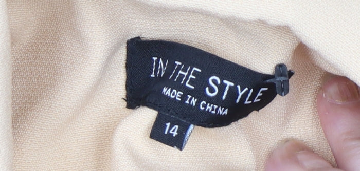 In The Style Womens Beige Belted Blazer Jacket Size 14