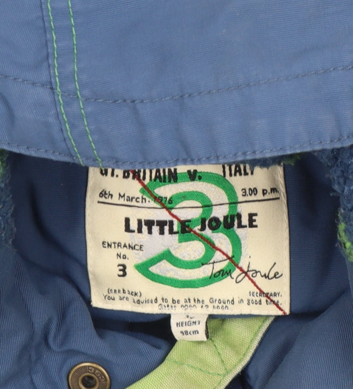 Joules Boys Blue Hooded Parka Jacket 3 Years Lined Winter Coat