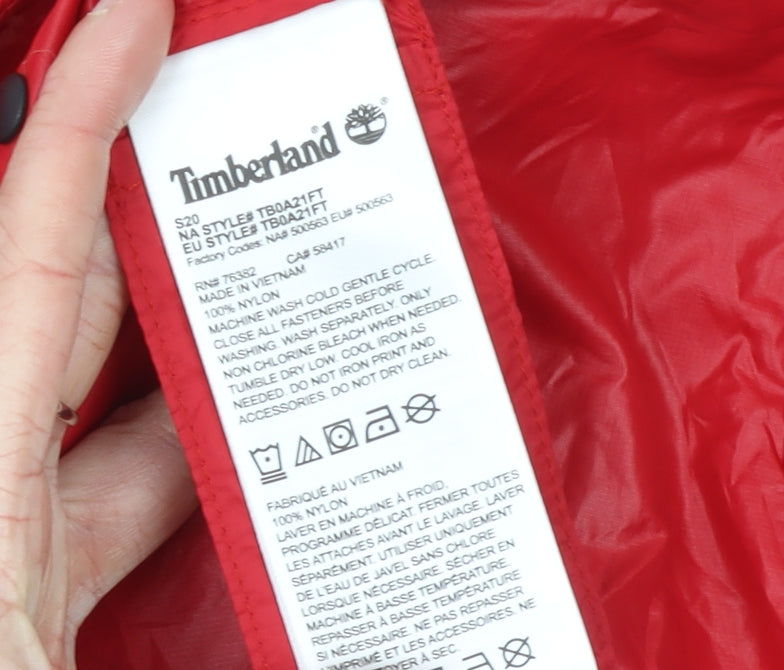 Timberland Womens Red Hooded Lightweight Windbreaker Jacket M