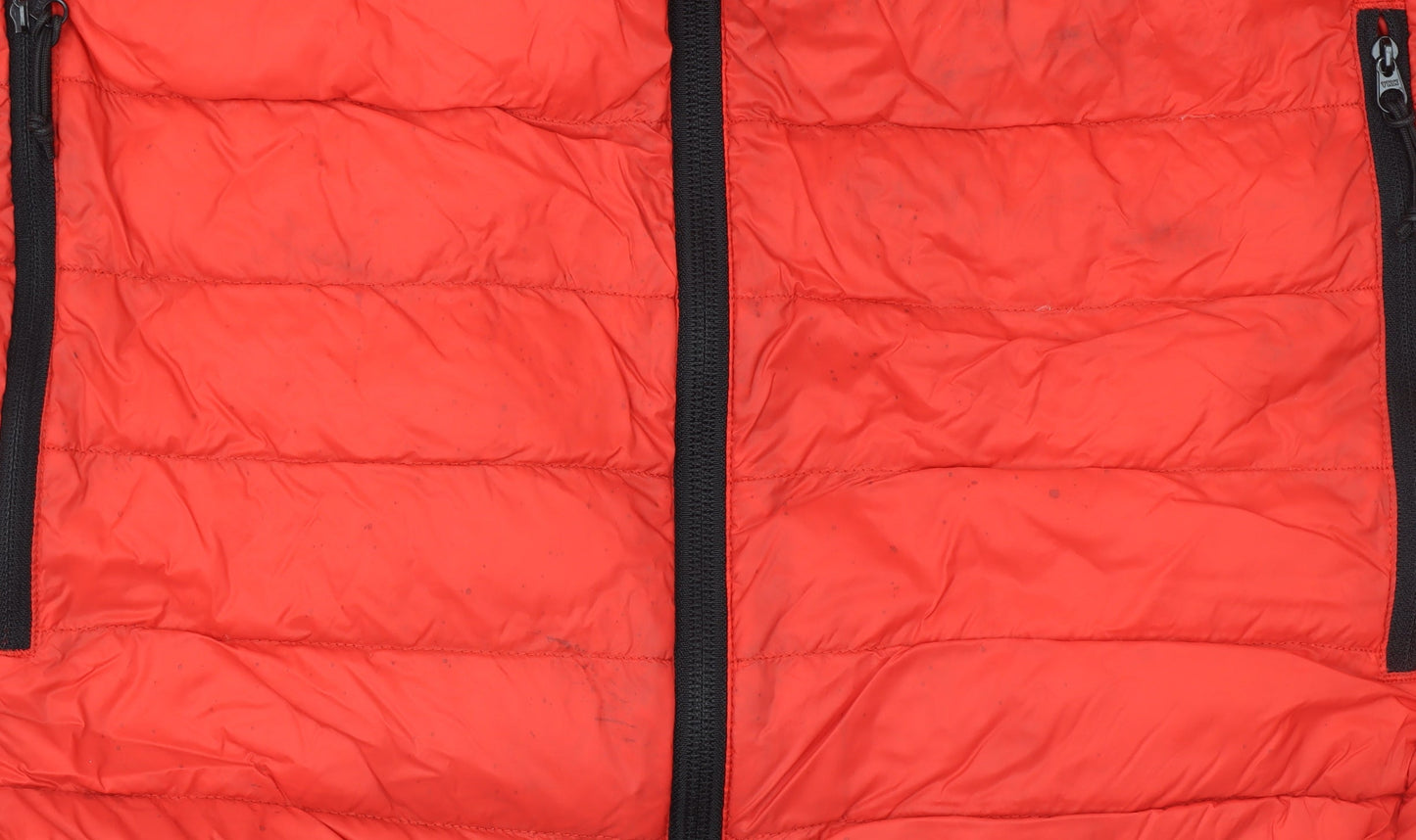 Quechua Women’s Red Hooded Puffer Jacket Size 10 Quilted Warm Outerwear