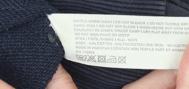 FatFace Women's Navy Pullover Hoodie Size 10 Cotton Blend Casual