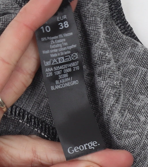 George Women Black & White Floral Blazer Size 10 Regular Soft Stretch Jacket