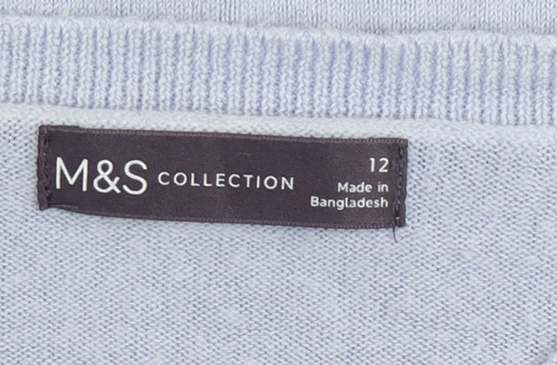 Marks & Spencer Women Blue Size 12 Crew Neck Acrylic Jumper