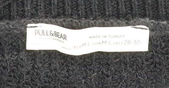 Pull & Bear Women’s Black Acrylic Knit Jumper M-L Relaxed Fit