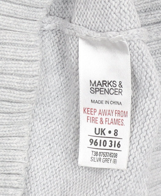 Marks & Spencer Women’s Grey Cotton Boat Neck Jumper Size 8