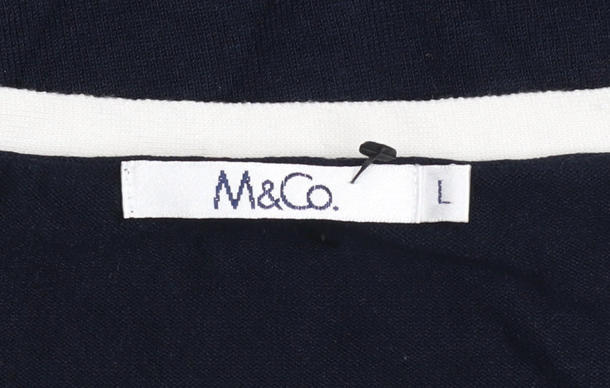 M&Co Women’s Blue Henley 3/4 Sleeve Jumper Size L