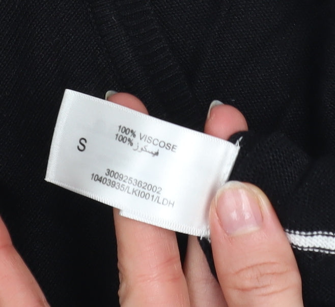 Wardrobe Women's Black Striped Viscose Crew Neck Jumper Size S