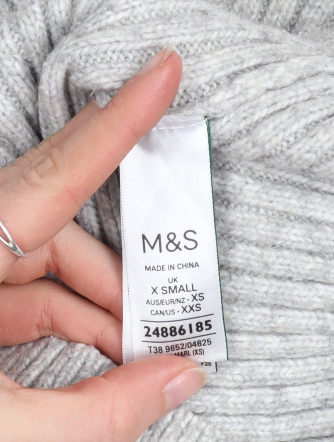 Marks & Spencer Women’s Grey Ribbed Knit Pullover Jumper XS