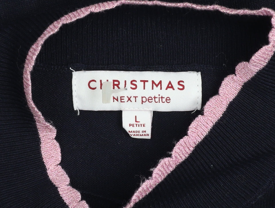 Next Women’s Black Christmas Sequin Jumper L Petite Pullover