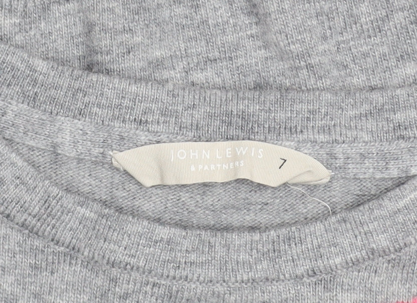 John Lewis Girls Grey Sequin Star Pullover Jumper Age 7 Years
