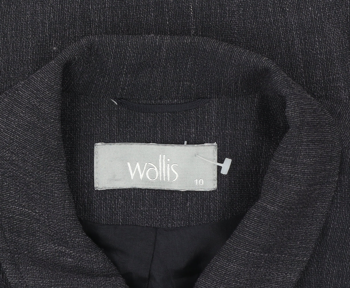 Wallis Women Grey Zip Blazer Jacket Size 36 Regular Fit Formal