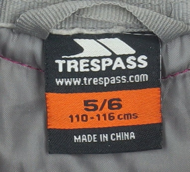 Trespass Girls Pink Puffer Jacket 5-6 Years Quilted Fleece Lined Coat