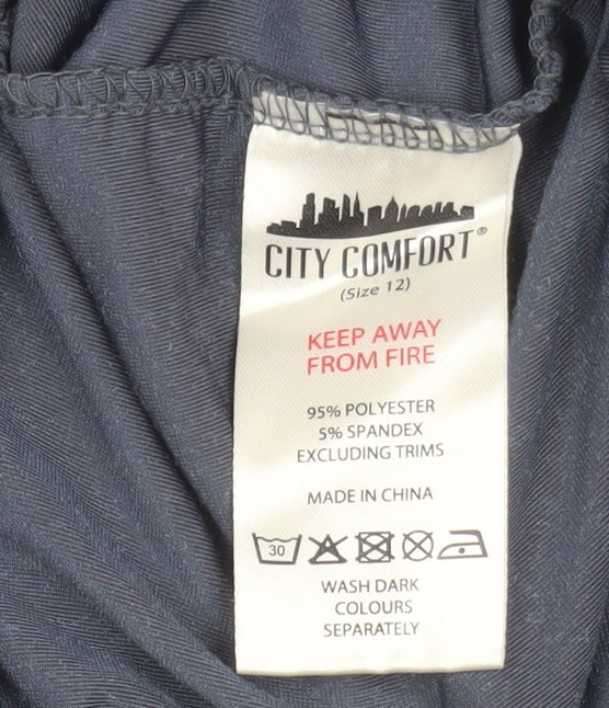 City Comfort Women Blue Velvet Slip Dress Size 12 Partywear