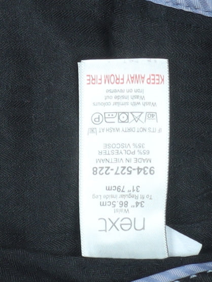 Next Men's Blue 34R Regular Fit Dress Pants Trousers