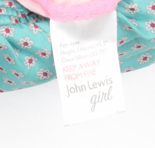 John Lewis Girls Green Floral Hooded Puffer Waistcoat Age 6 Years