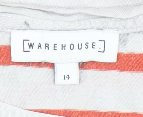 Warehouse Women's Multicoloured Star Stripe Cotton T-Shirt UK 14