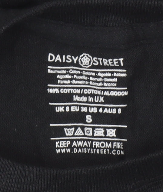 Daisy Street Women's Black Graphic Cotton T-Shirt Size S