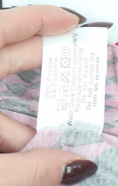 Elle Louise Women’s Pink Geometric Viscose Stretch T-Shirt Size 16