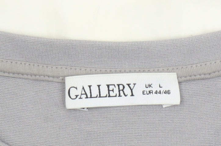 Gallery Womens Grey White Colourblock Tunic Blouse UK L Long Sleeve
