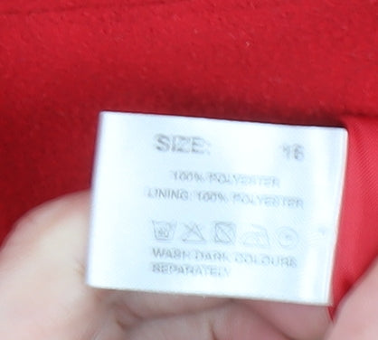Kesta London Women's Red Mid-Length Button Coat Size 16