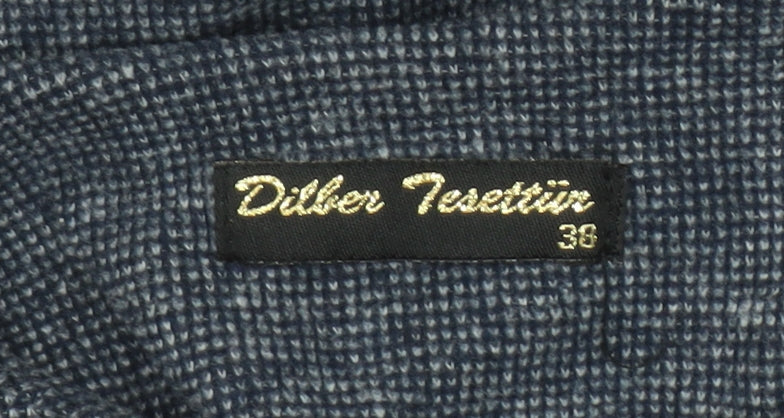 Dilber Tesettür Women Blue Maxi Knit Zip Long Sleeve Dress Size 10
