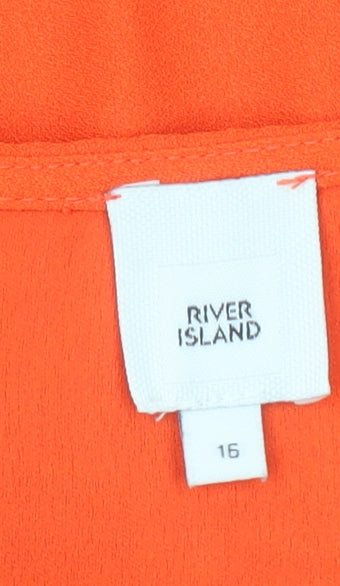 River Island Women’s Orange Sleeveless Shift Dress Size 16