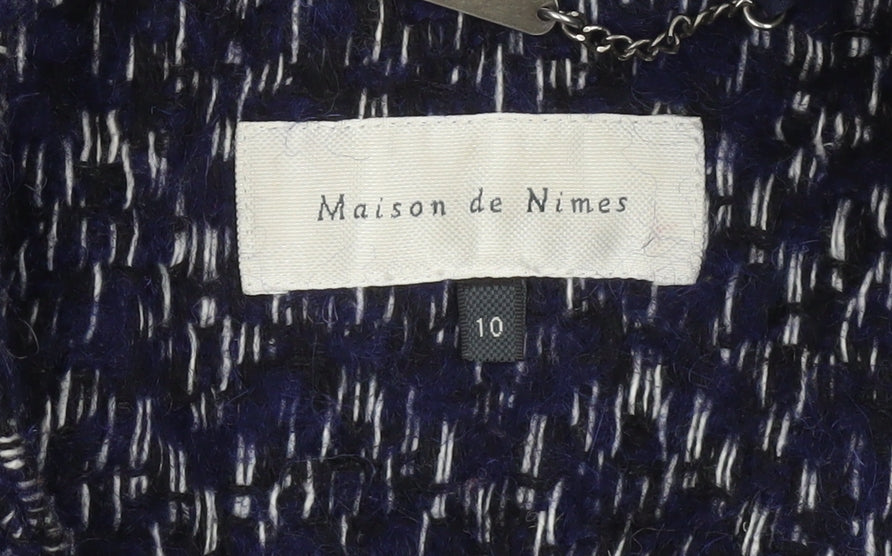 Maison de Nimes Women Blue Wool Blend Mid-Length Overcoat Size 10